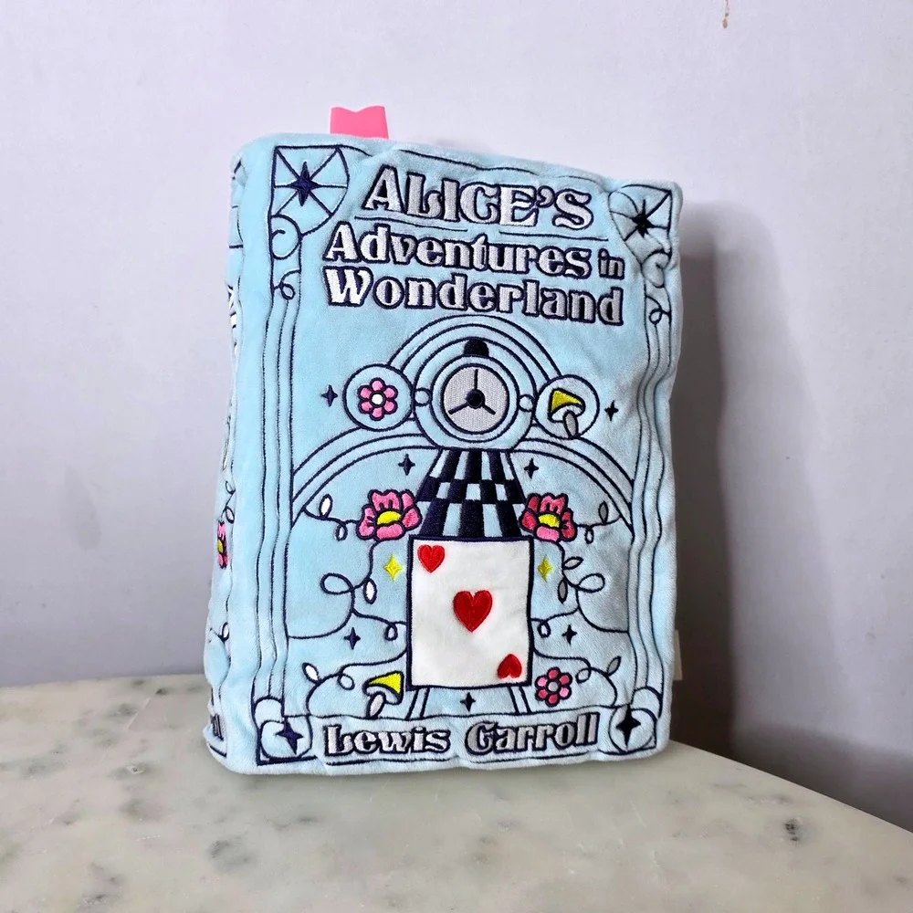 Punchkins Alice's Adventures in Wonderland Plush Book Pillow Blue Cheshire Cat